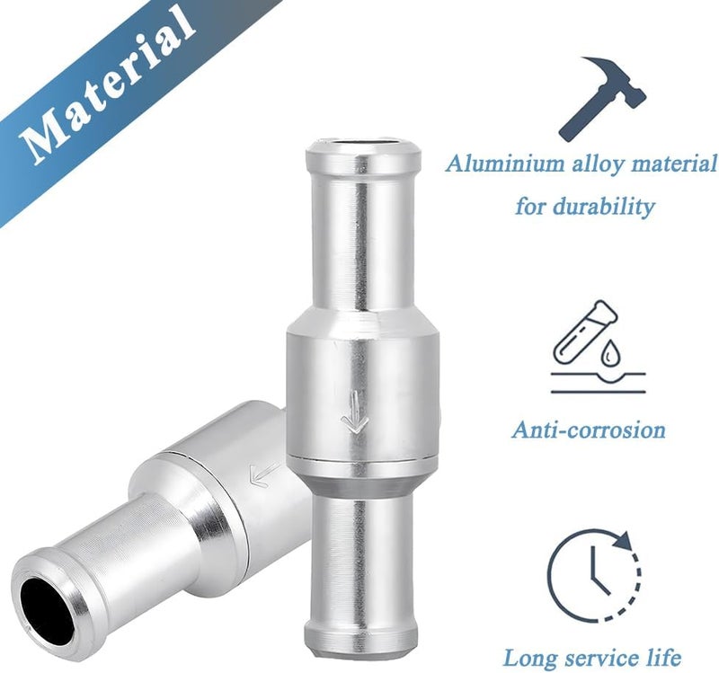 Teocpai 2Pcs 3/8'' 10mm Non Return One Way Check Valve, Aluminum Alloy Fuel Line Check Valve for Petrol Diesel Fuel Oil Water - Image 4